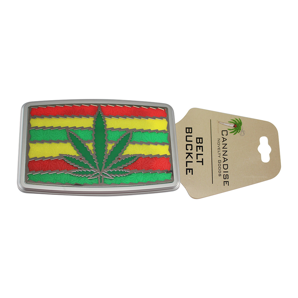 Cannabis Belt Buckle Rasta Rastafari Selassie Marley Weed Belt Buckle Irie 3.25" 