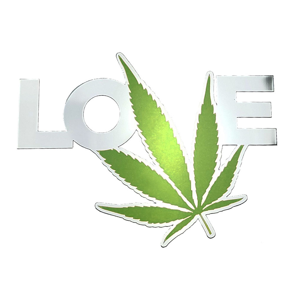 Love Pot Leaf Metal Decal - Cannadise Novelty Goods.